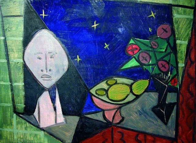 pack claus - blick aus dem atelierfenster bei nacht